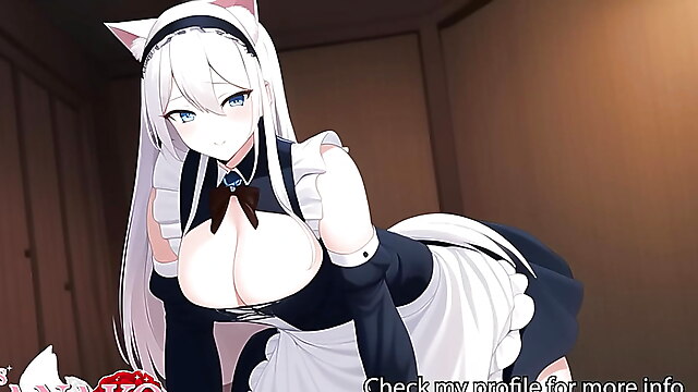 Hentai catgirl, en el servicio, sirvient joi, hentai gato, hentai joi